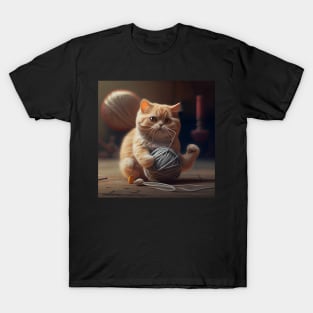 Cat Playing With A Ball Of String T-Shirt